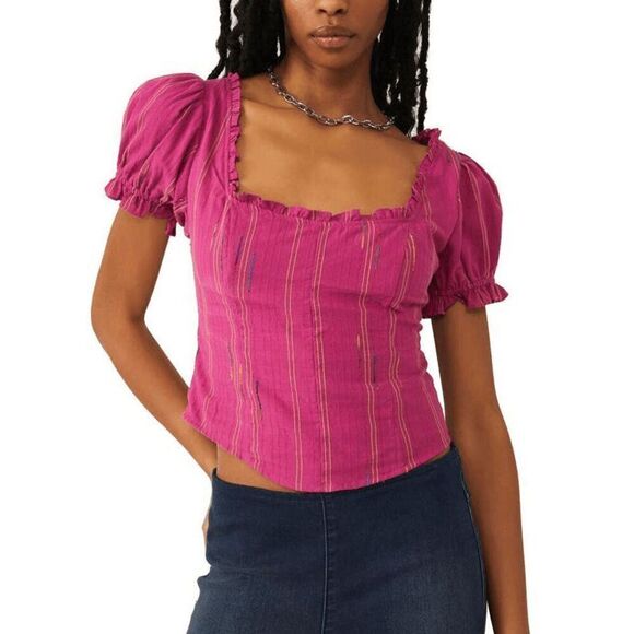 NEW Free People Womens Small Pink Seatonin Corset Top - Picture 3 of 5